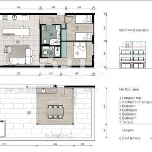 OTOK PAG, POVLJANA -  Ekskluzivan apartman na drugom katu sa krovnom terasom, 92,10m2