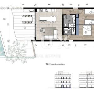 OTOK PAG, POVLJANA -  Ekskluzivan apartman u prizemlju s bazenom, okućnicom i pogledom na more, 85,10m2