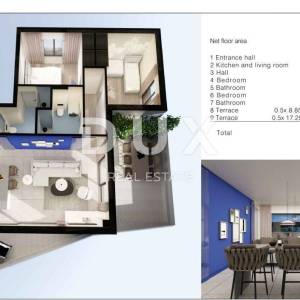 OTOK PAG, POVLJANA - Luksuzni dvosobni apartman s dva balkona i pogledom na more, 77,60m2
