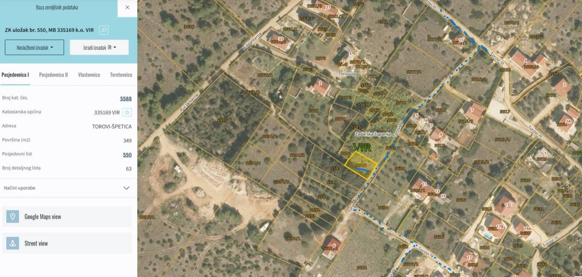 PRILIKA!!! Prodaja građevinskog zemljišta 349m2, Otok Vir, 35 000€