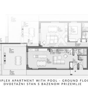 ŠIBENIK, VODICE – Ekskluzivni duplex s vrtom i bazenom, savršen spoj mira, dizajna i mediteranskog načina života