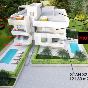 ZADAR, MASLENICA - Ekskluzivan stan s privatnim bazenom samo 200 metara od mora! Novogradnja! S2