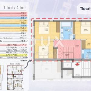 ZADAR, SKROČINI - Ekskluzivan dvoetažni stan s prostranom krovnom terasom, liftom te prekrasnim pogledom na more i Zadar! S3...
