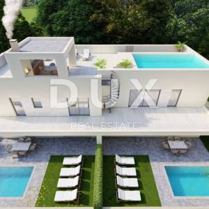 ZADAR, VRSI - Prostrani penthouse s pet spavaćih soba, krovnom terasom s bazenom i pogledom na more! S3