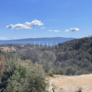 Labin, okolica, građevinski teren sa građevinskom dozvolom i predivnim pogledom na more