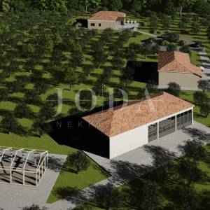 Prekrasno imanje 14.050m2 sa novoizgrađenom prizemnicom i dozvolom za još jednu kuću,Barban okolica