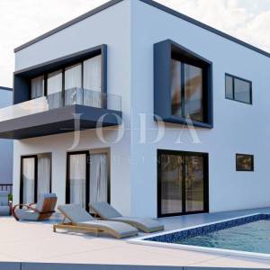 Villa s bazenom i pogledom na more na otoku Krku 