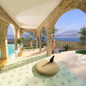Zemljište, Supetar otok Brač, pogled na more i idejni projekt za 4 luksuzne vile