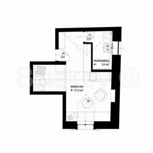 Brač, Murvica stan 20,3 m2, panoramski pogled