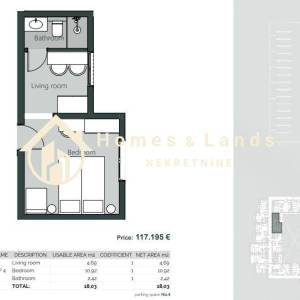 Crikvenica,centar,novi 2-soban namješten stan (AP4)18,03m2 s parkingom