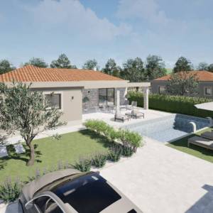 Hrvatska, Zadar, Turanj – građevinsko zemljište, privatni kompleks bungalova s bazenom, do 618 m²