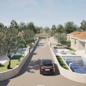 Hrvatska, Zadar, Turanj – građevinsko zemljište, privatni kompleks bungalova s bazenom, do 618 m²