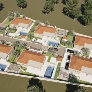 Hrvatska, Zadar, Turanj – građevinsko zemljište, privatni kompleks bungalova s bazenom, do 618 m²