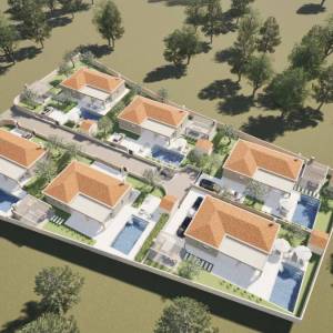 Hrvatska, Zadar, Turanj – građevinsko zemljište, privatni kompleks bungalova s bazenom, do 618 m²