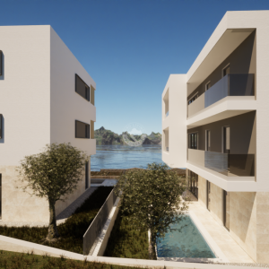 Hrvatska, Zadar, Vinjerac – stan u prizemlju uz more, terasa i bazen, 450 m do plaže, B2