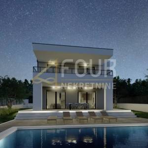 Istra, Galižana, kuća s bazenom, pogled na more