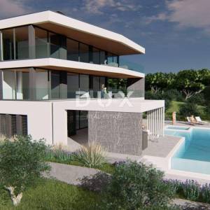 ISTRA, MEDULIN - Građevinsko zemljište 1. red do mora s izdanom i pravomočnom građevinskom dozvolom za modernu vilu s bazenom i...