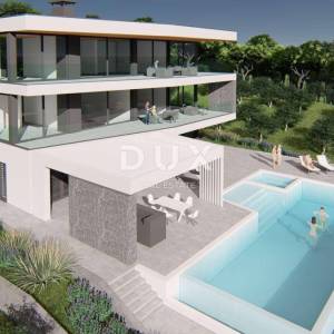 ISTRA, MEDULIN - Građevinsko zemljište 1. red do mora s izdanom i pravomočnom građevinskom dozvolom za modernu vilu s bazenom i...