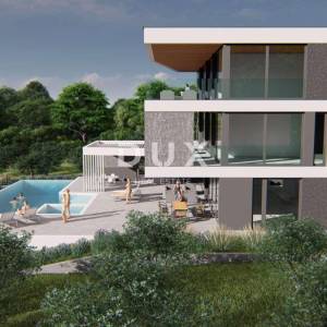 ISTRA, MEDULIN - Građevinsko zemljište 1. red do mora s izdanom i pravomočnom građevinskom dozvolom za modernu vilu s bazenom i...