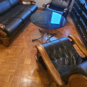 Kožna garnitura od masovnog drveta