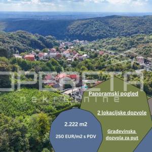 Markuševec, zemljište s panoramskim pogledom i dozvolom, 2.222 m2