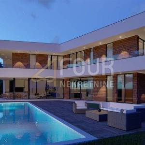 Mošćenička Draga, građevinsko zemljište, projekt za vilu s bazenom