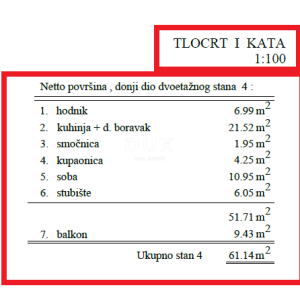 RIJEKA, PEHLIN, PODMURVICE- dvoetažni stan 106.97m2 u novogradnji s pogledom na more, DB+3S.- STAN 4D