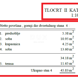 RIJEKA, PEHLIN, PODMURVICE- dvoetažni stan 106.97m2 u novogradnji s pogledom na more, DB+3S.- STAN 4L