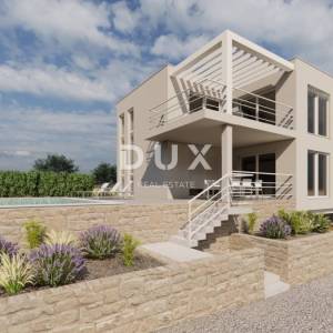 ŠIBENIK, VODICE - Dvojna kuća s bazenom i panoramskim pogledom na more