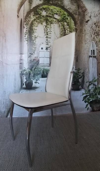 Stolica s naslonom, bijela, koža/metal, set 2 kom