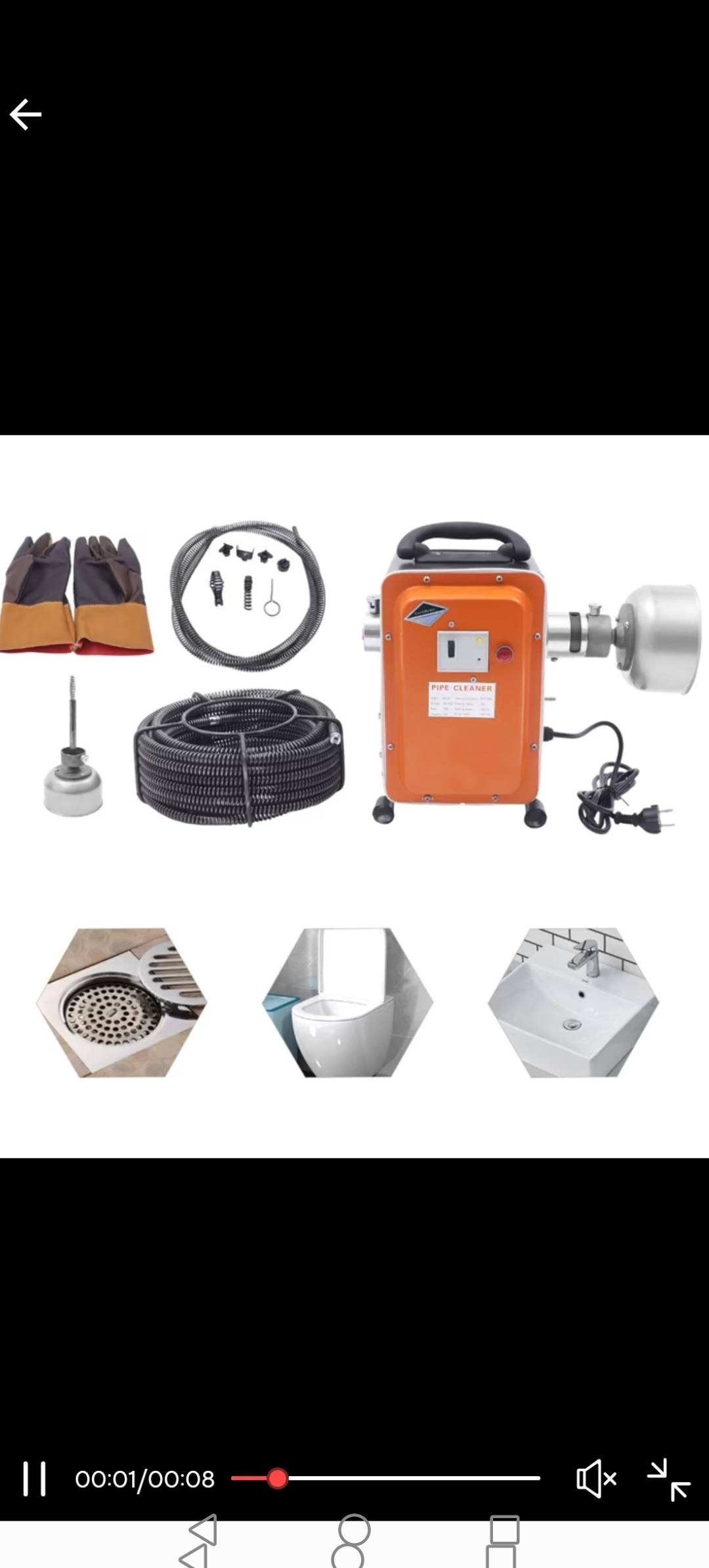 Stroj za čišćenje odvoda, automatski, sa spiralom 18m i 6 nastavaka