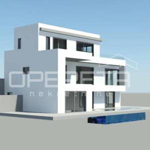 Zemljište 451 m² s dozvolom za vilu, Trogir, pogled na otok