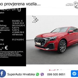 Audi Q8 50 TDI quattro Aut. S line 286 KS, ZRAČ+PANO+360°+GR SJED+ACC+KEY+VIRT