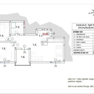 Blizina grada Fažane.Prodajemo stan (C101) na prvom katu nove zgrade u Peroju!