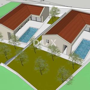 ISTRA, MARČANA - Premium projekt dviju prizemnica s bazenom s poljoprivrednim zemljištem