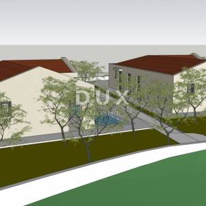 ISTRA, MARČANA - Premium projekt dviju prizemnica s bazenom s poljoprivrednim zemljištem