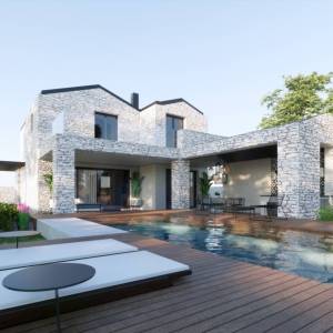 KRK - Luksuzna kamena vila s bazenom i panoramskim pogledom na more