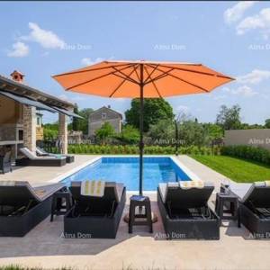 Luksuzna, potpuno namještena istarska vila s studio apartmanom, bazenom i pogledom na more, Kanfanar!