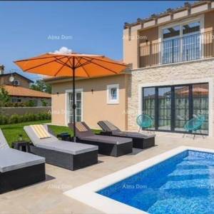 Luksuzna, potpuno namještena istarska vila s studio apartmanom, bazenom i pogledom na more, Kanfanar!