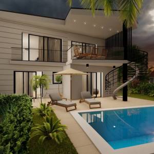 MALINSKA – Nekretnina 100 metara od plaže s bazenom i suvremenim dizajnom