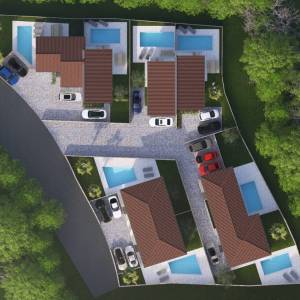 MALINSKA – Novogradnja! Dvojna kuća s bazenom i pogledom na more