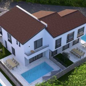 MALINSKA – Novogradnja! Dvojna kuća s bazenom i pogledom na more