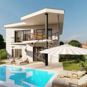 MALINSKA, OTOK KRK – Moderna vila s bazenom 100 m od mora