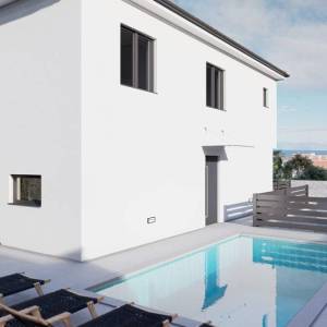 MALINSKA - Zemljište s idejnim projektom za dvojnu kuću