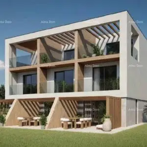 Medulin, Moderni troetažni apartman s pogledom na more, A1