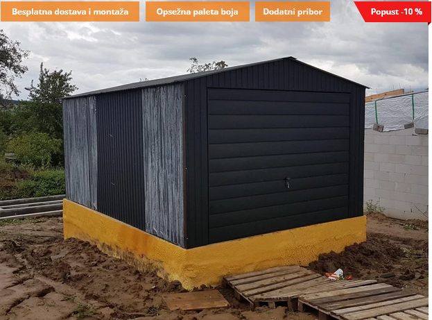 Metalna garaža 3,5x5m -crna mat