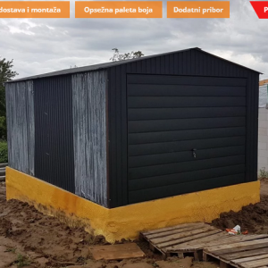 Metalna garaža 3,5x5m -crna mat