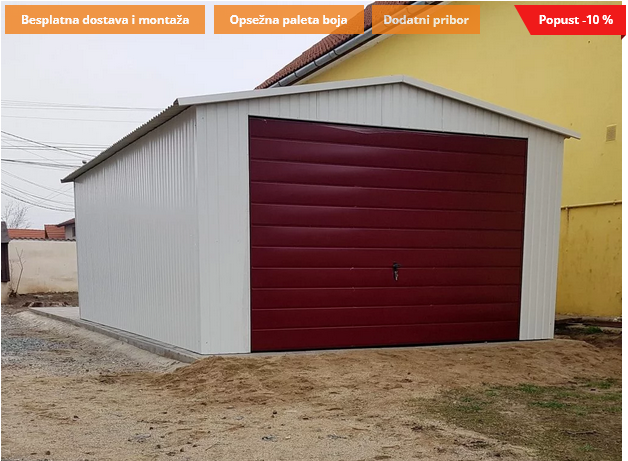 Metalna garaža 4×6 m – bijela / trula višnja mat