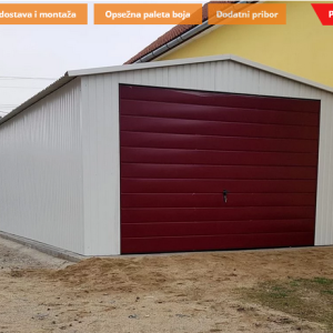 Metalna garaža 4×6 m – bijela / trula višnja mat