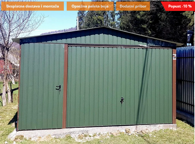 Metalna garaža 5x5m -tamnozelena mat